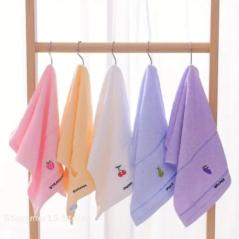 【R】Set Of 5 Soft Cotton Embroidered Fruit Themed Hand Towels - Ultra Soft, Absorbent And Quick Drying Face Towel With Design