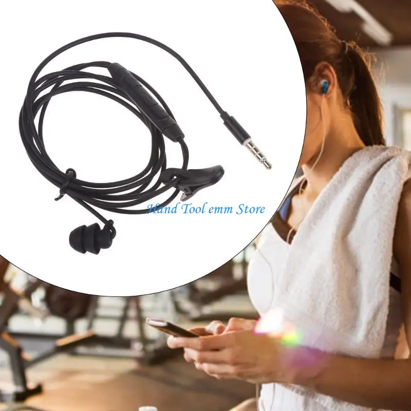 

H37F Single-Ear Earbud with Microphone Stereo Sound Reinforced Cord for Mobile Phone