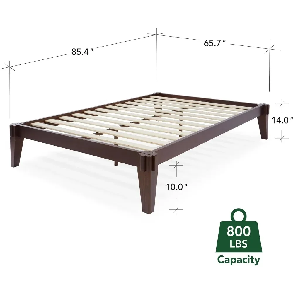 Full Bed Frame King Size Walnut Double Bed Base Luxury Bedroom Set Furniture Home  Bedframe Queen Foundation Twin