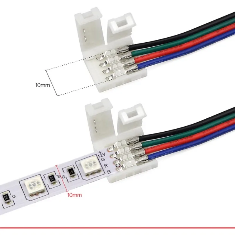 5 PCS LED Strip Connector 4 Pin T L X Shape 8MM 10MM Free Welding for RGB SMD 5050 2835 LED Strip Light Connector