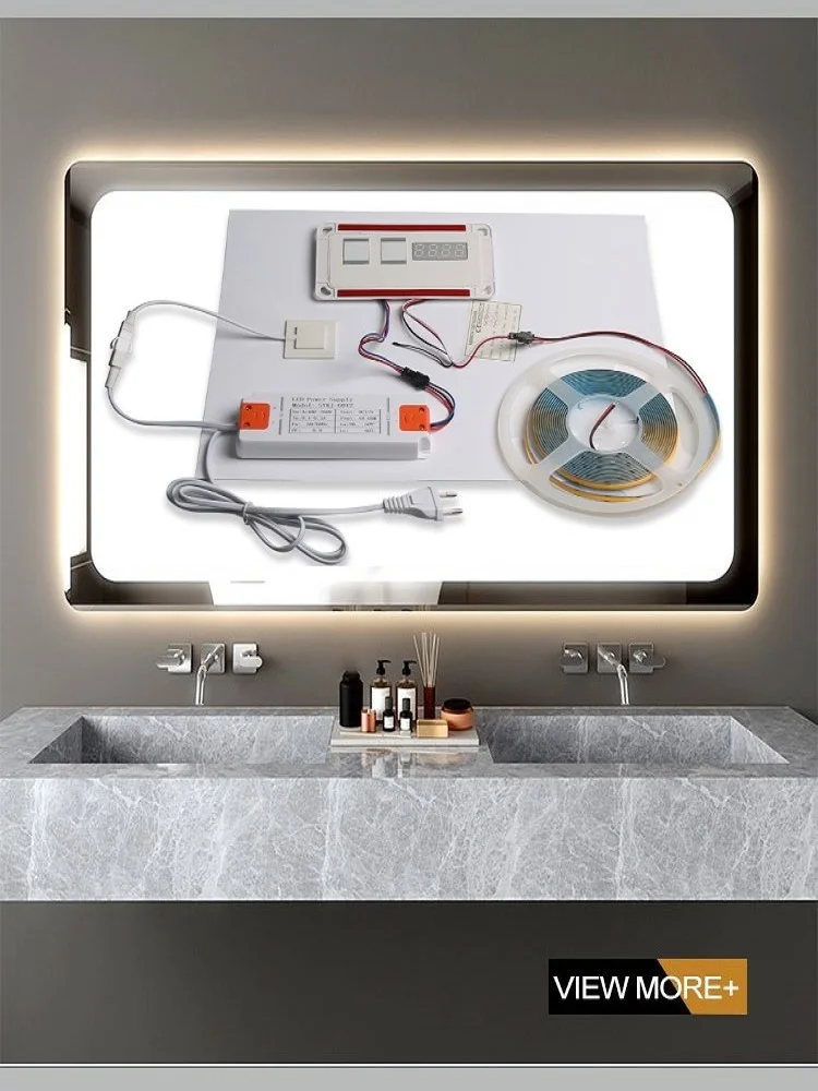Berührungssensor-Lichtschalter mit Digitaluhr und Temperaturanzeige 5A Badezimmerspiegel mit Antibeschlagfunktion Sensor-Set – Detail 5