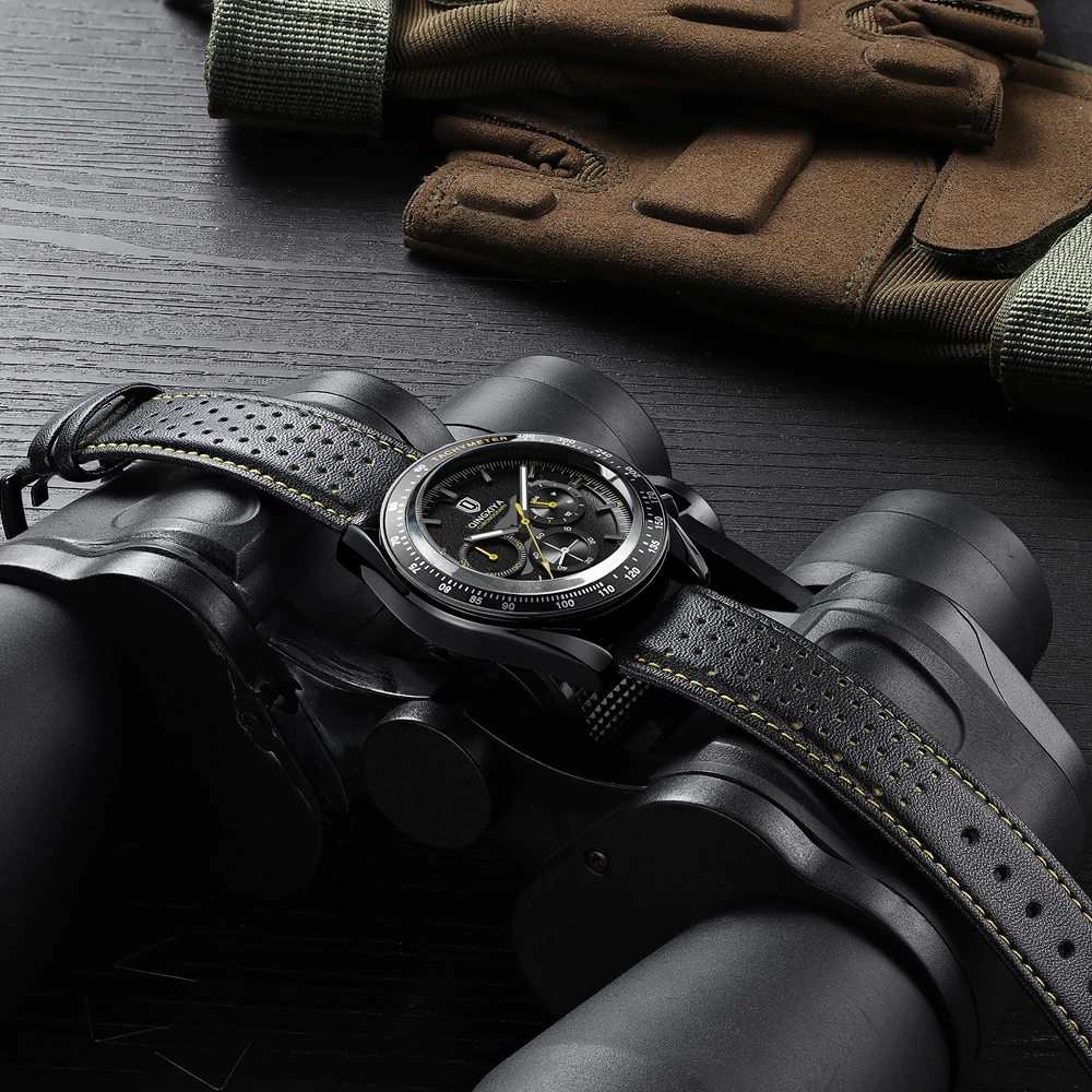 QINGXIYA новые мужские кварцевые часы лучший бренд класса люкс с хронографом спортивный кожаный ремешок водостойкий 24-часовой мужской часы