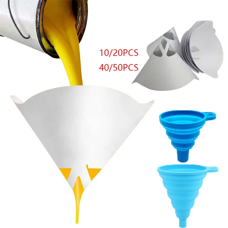 

10/20/40/50Pcs Disposable Paint Filter Paper Purifying Straining Cup Funnel 100 Mesh Conical Paint Filte Mesh Nylon Micron Paper