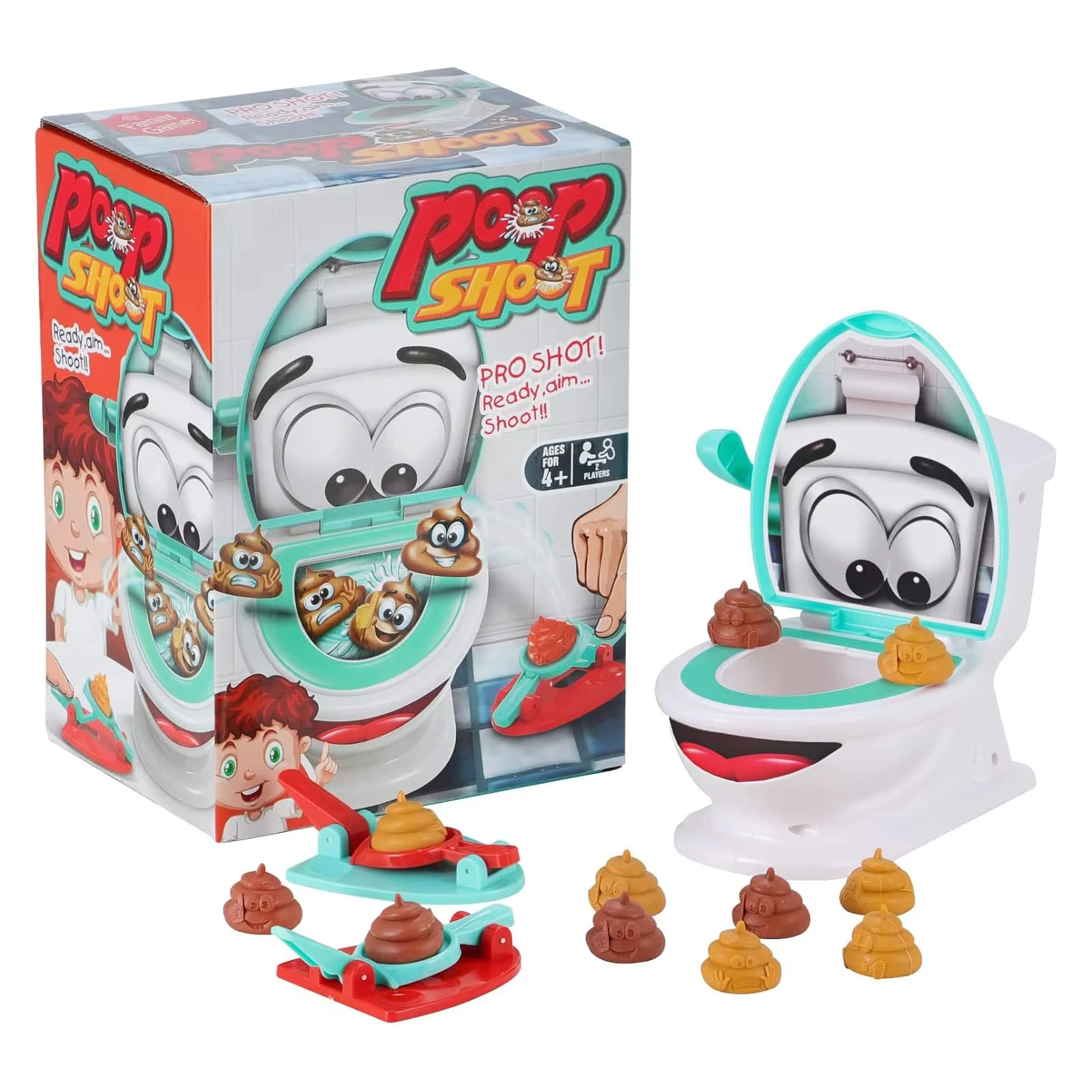 Novelty prank toy catapult toilet poop game