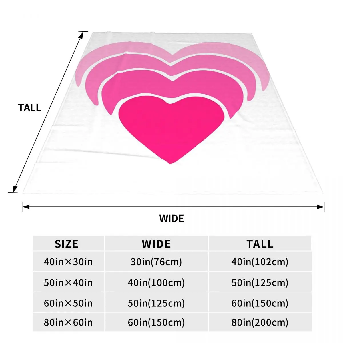 Pink Heart With Love Blankets Fleece Sofa Throw Blanket Multi-function for Home Bedroom Travel Throws Bedspread Quilt