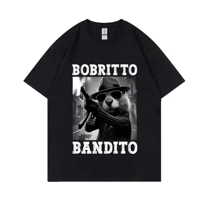 

Bobritto Bandito Funny Beaver Meme T-shirt Men's Clothing Summer O-Neck Short Sleeve Tees Casual Humor Tops Cozy Cotton T Shirts