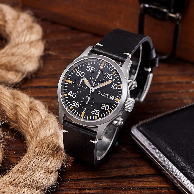 Luxury Quartz Chronograph Reloj De Hombre Elegante VK67 Waterproof 10Bar Calendar Window Vintage 39MM Military Wristwatches