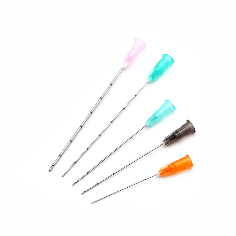 Wegwerp Fijne Micro Canule Voor Filler Injectie 18G 21G 22G 23G 25G 27G 30G Vlakte Uiteinden Notched Endo Blunt Tip Naalden, 10Sets