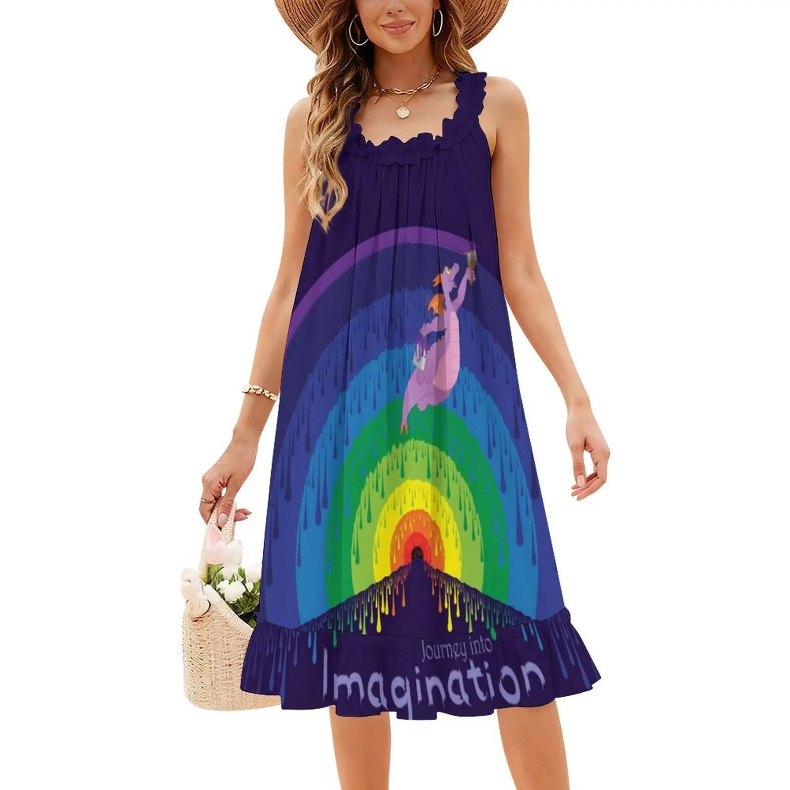 Journey Into Imagination-Painting The Dreamport Women's Hip Hop Streetwear Dress Graphic Print Party Club Wear Figment Figment