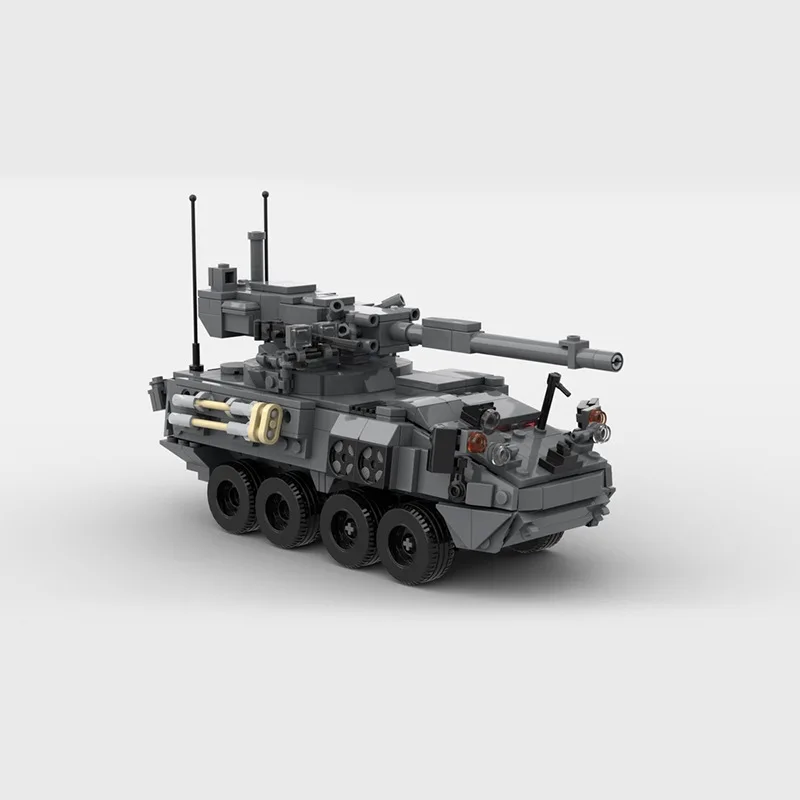 New Hot WW2 Military M1128 Stryker MGS Mobile Gun System Model DIY creative ideas high-tech Child Toy Gift Armored Car Block