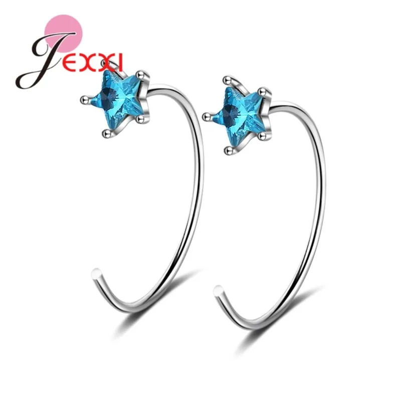 Blue Star Appearance Good Quality Shiny 925 Sterling Silver Earrings Nice Jewelry for Women/Girls Dance Party Appointment