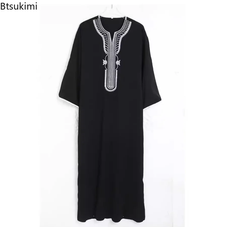 Muslim Fashion Abayas for Men Durable Kaftan Middle East Arabic Men Jubba Thobe Ethnic Style Shirt Robes Dubai Islamic Clothing