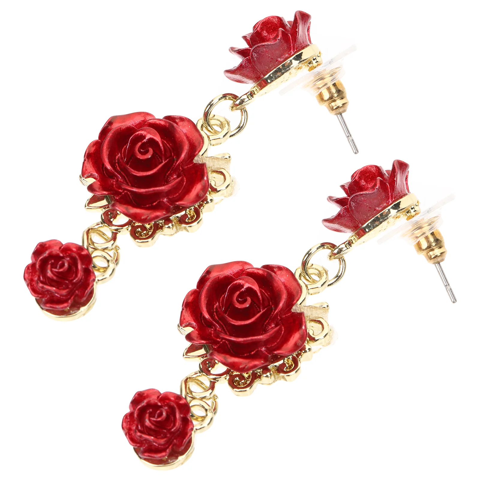 Exquisite Rose Earrings Vintage Flower Dangle Statement Jewelry for Women Perfect for Daily Wear and Special Occasions