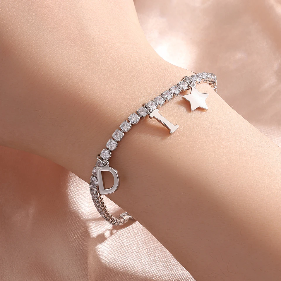 Yupsk كوريا موضة جديدة رسالة دلاية شكل نجمة سوار ساحر لامعة مستديرة الزركون تنس سوار مجوهرات فاخرة اكسسوارات هدية