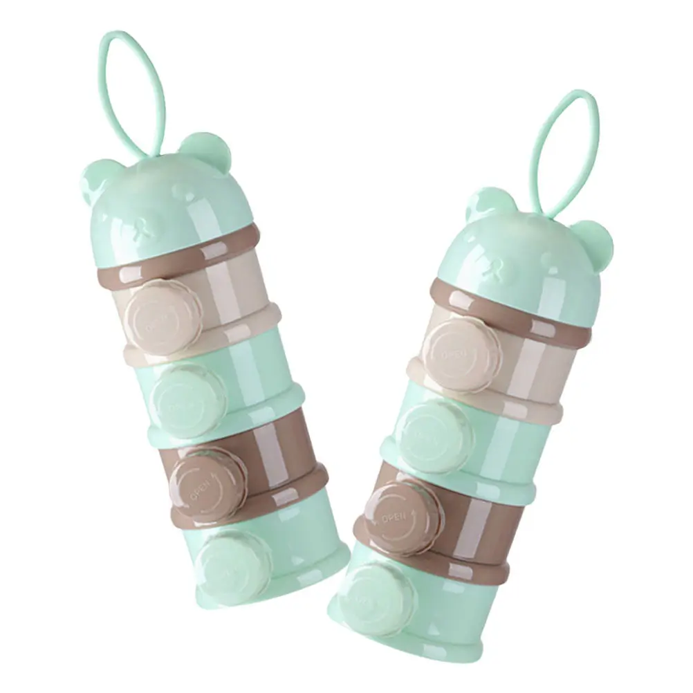 2 Pcs Formula Mixer Machine Powder Dispenser Pots Food Light Green Storage Containers Bottle