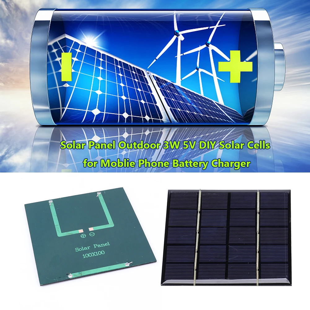 1-10PCS Mini Solar Panel 3W 5V DIY Small Solar Panel for Solar Light for 3.7V Battery 3-5V Battery/Phone Charger 100*100MM