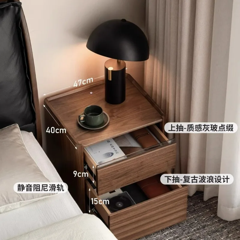 

Solid wood bedside table, black walnut simple bedside table, household floor-to-ceiling small cabinet