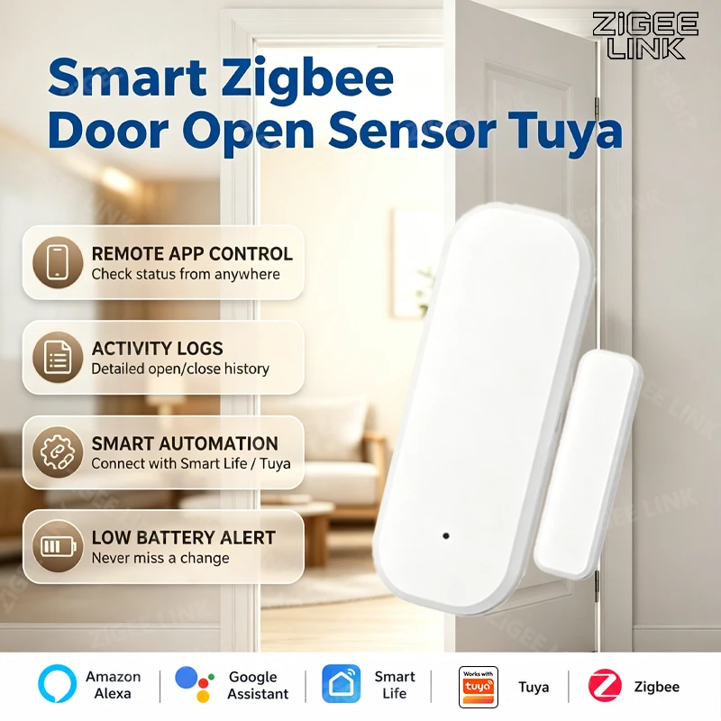 Wireless Zigbee Door Window Contact Sensor Magnetic Opening Detector For Home Anti-Theft Security Alarm System Need Zigbee Hub