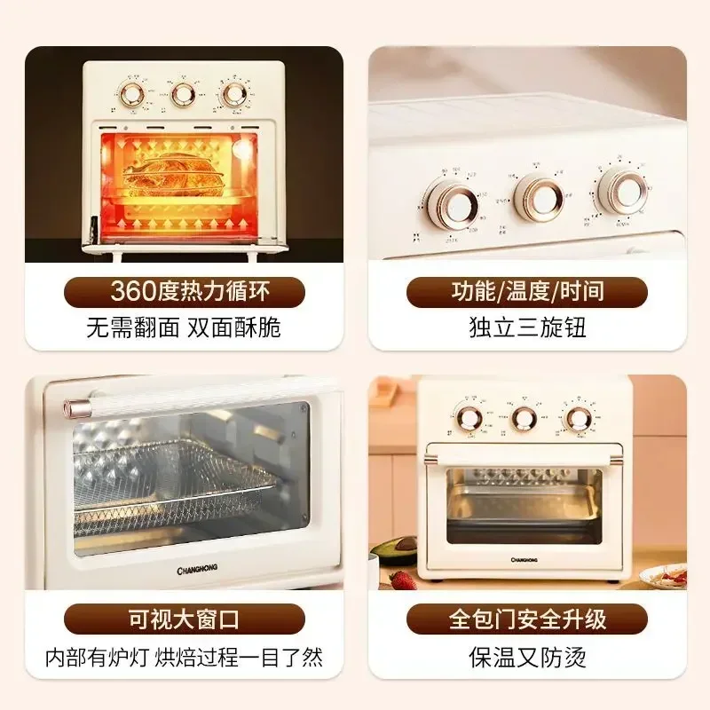 รุ่นมินิเตาอบทอดอากาศเดสก์ท็อปใหม่การไหลเวียนของอากาศร้อนอุณหภูมิคงที่สํานักงานอบสามในหนึ่งเดียวทําอาหารอบแห้ง