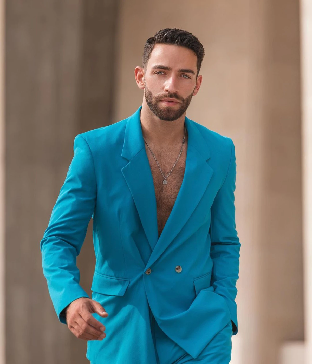 Hübsche Blau Hochzeit Smoking Zweireiher Herren Hosen Anzüge Männer Prom Party Formale Outfit (Jacke + Hosen)