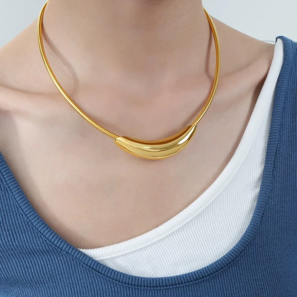 ZAKOL French Trendy Design Metal Tube Snake Bone Chain Collar For Women Men Personality Stainless Steel Choker Party Jewelry image 5