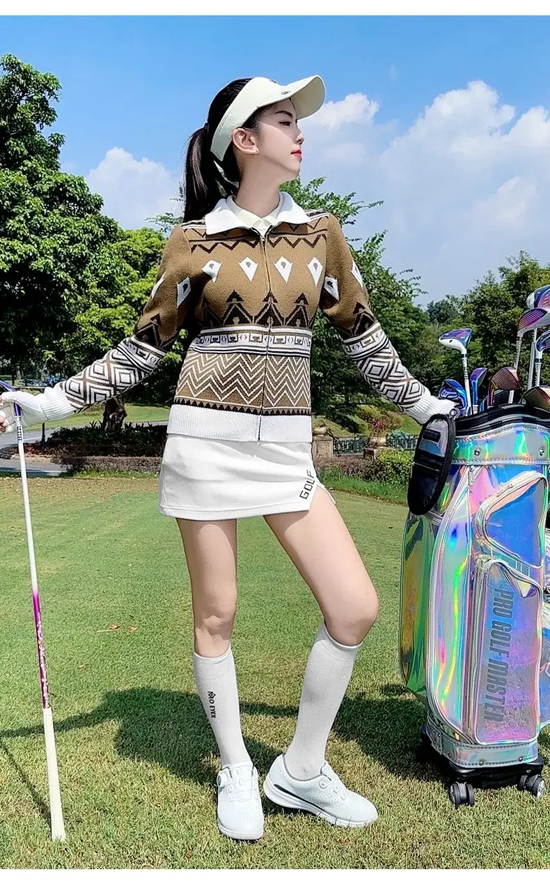 

Women's Golf Sweater Collar Jacket Knit Top Thermal Sweater Stretch Sportswear