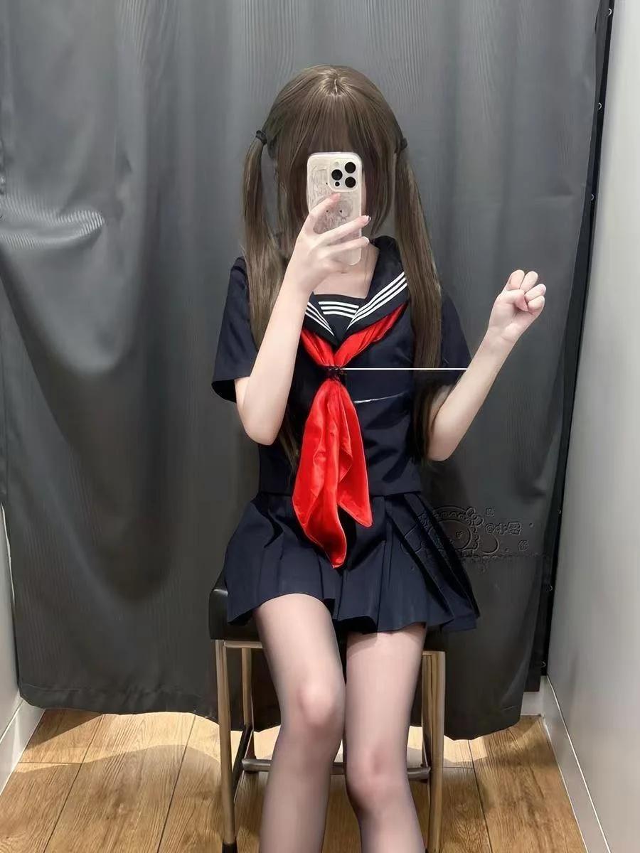 

Оригинальный дизайн orth-Sve Sailor Suit Set Cute Girl Basic Sle JK orm с плиссированной юбкой Полиэстер Материал College S...