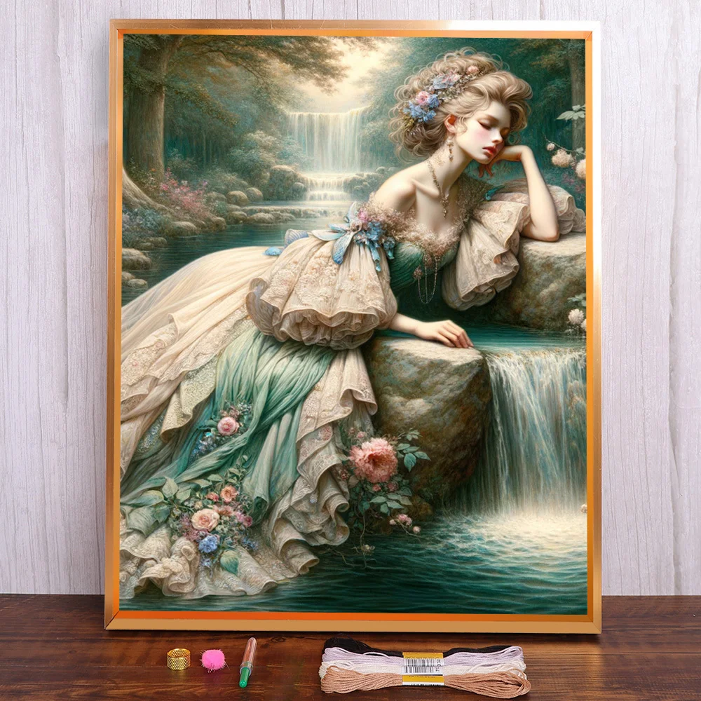 

Portrait Girl Printed Fabric 11CT Cross Stitch Embroidery Patterns Sewing Painting Handicraft Handiwork Stamped Magic Package