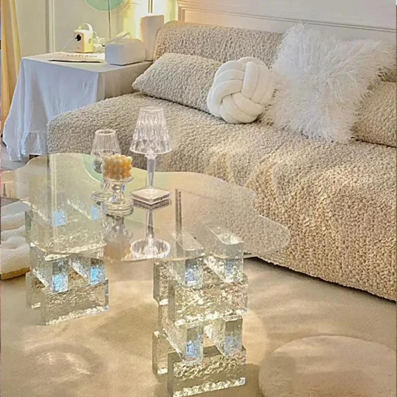 Transparent Space Saving Coffee Table Coffee Table Plastic Acrylic Side Table Aesthetic Kaffee Tische Chinese Style Furniture