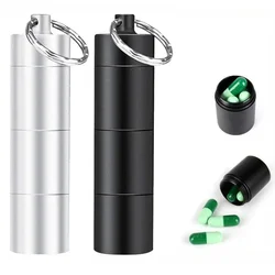 1PC Portable Aluminum Survival Waterproof Pill Box Container Medicine Storage Case First-Aid Bottle With Key Ring Travel Kits