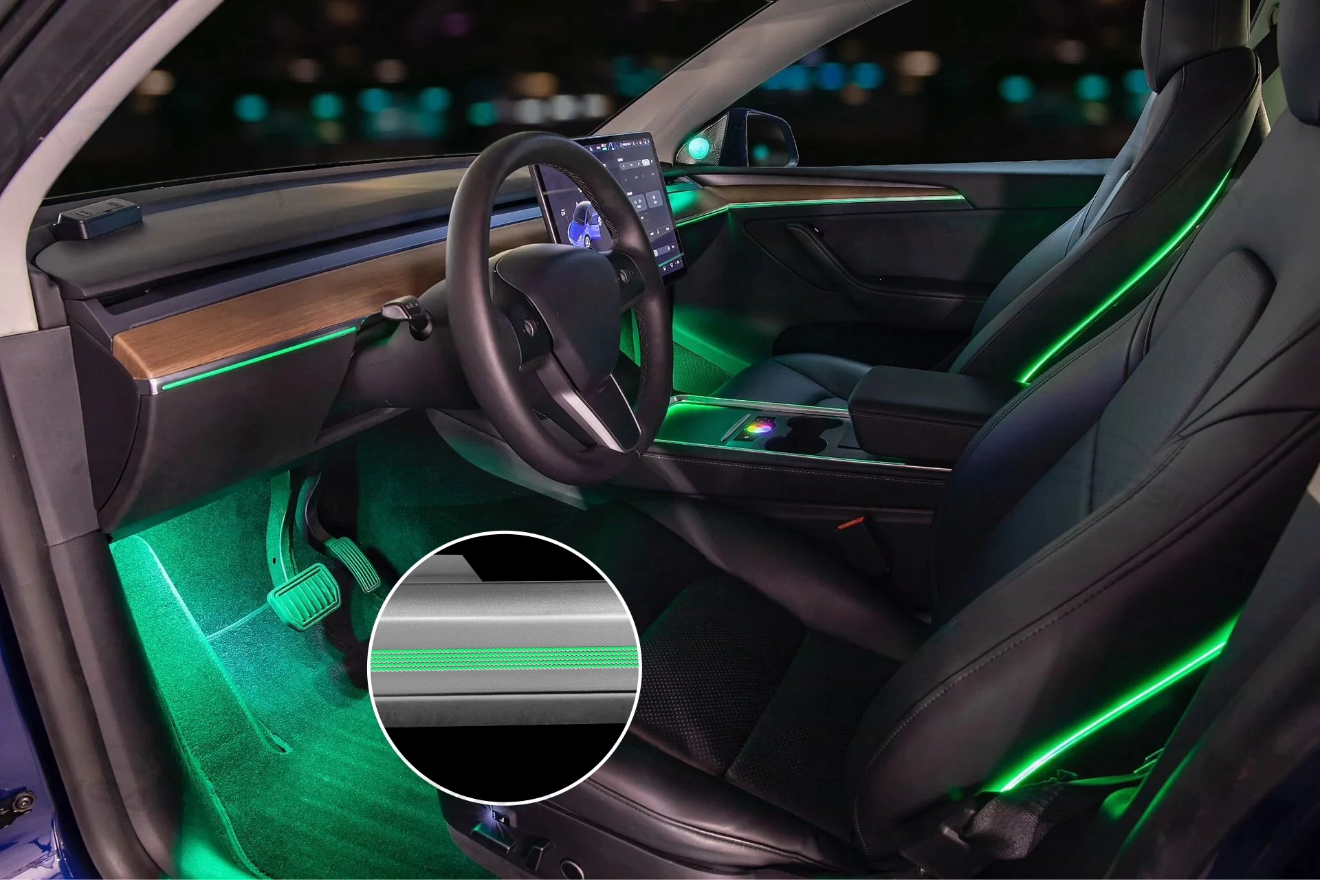 ICarsin OEM Style Ambient Lighting Kit for Tesla Model 3 Y 2021-2023 Car Interior LED Lighting Upgrade Kit Cup Seat Control