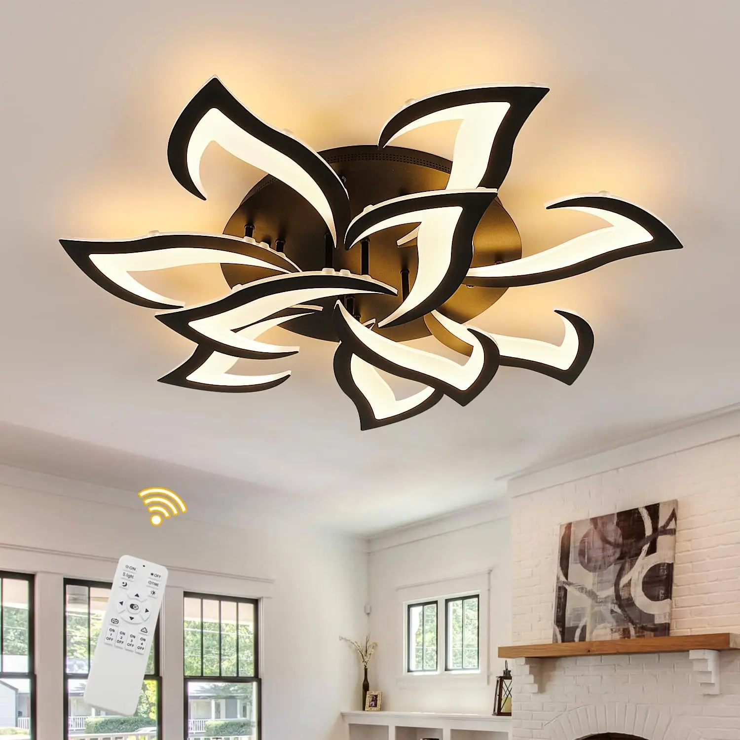 Modern Ceiling Lamp,85W Dimmable LED Ceiling Light with Remote Control 3000K-6500K, Smart LED Ceiling Light for Bedroom