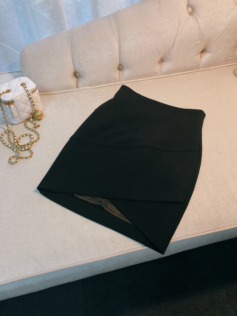 

Ele Bla Slim Fit ter Ne Dr High Waist Design A-Line Skirt Retro Sle Polyester Fiber Ci Commute Daily Wear