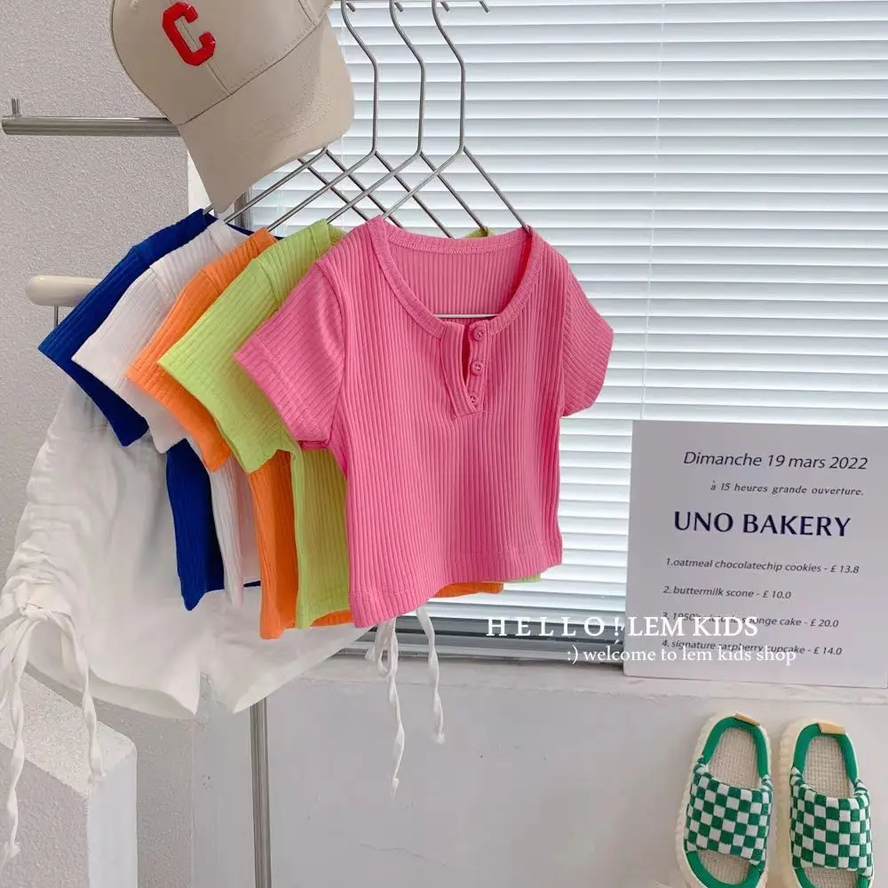 子供用シルク半袖Tシャツ,キャンディーカラーのトップス,トレンディな女の子の服,夏のノベルティ