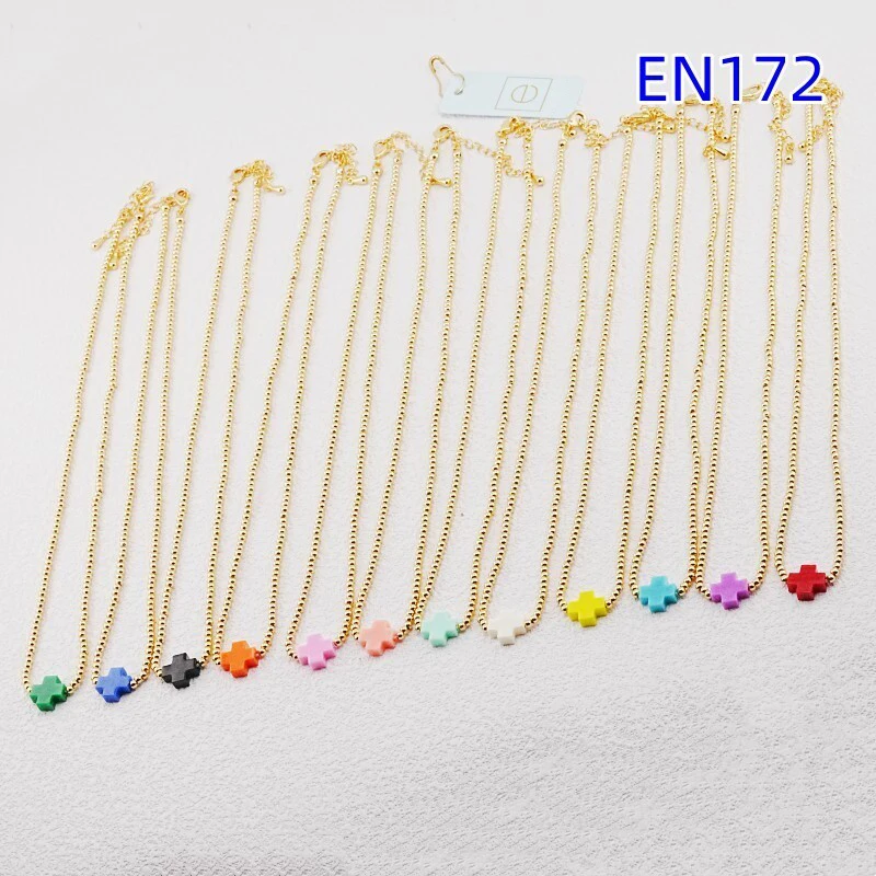 

VKVVA Fashion Jewelry Gold-plated Colorful Cross Beaded Necklace For Women Birthday Gifts