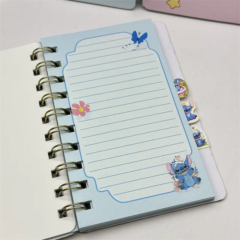 Disney Kawaii Stitch Classified Coil Book Anime Figure Stich Color Spacer Notebook School Supplies Student Stationery Prize Gift