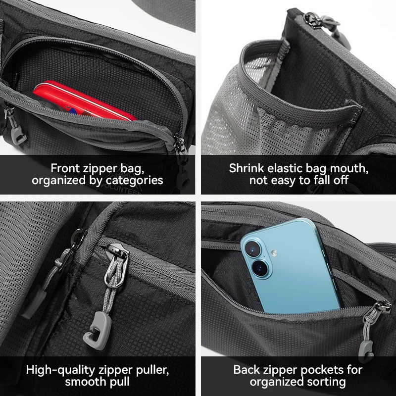 Volunteer Hiking Waist Bag for Men Casual Outdoor Travel Waterproof Crossbody Bags Male Oxford Lightweight Chest Bag 1857-06
