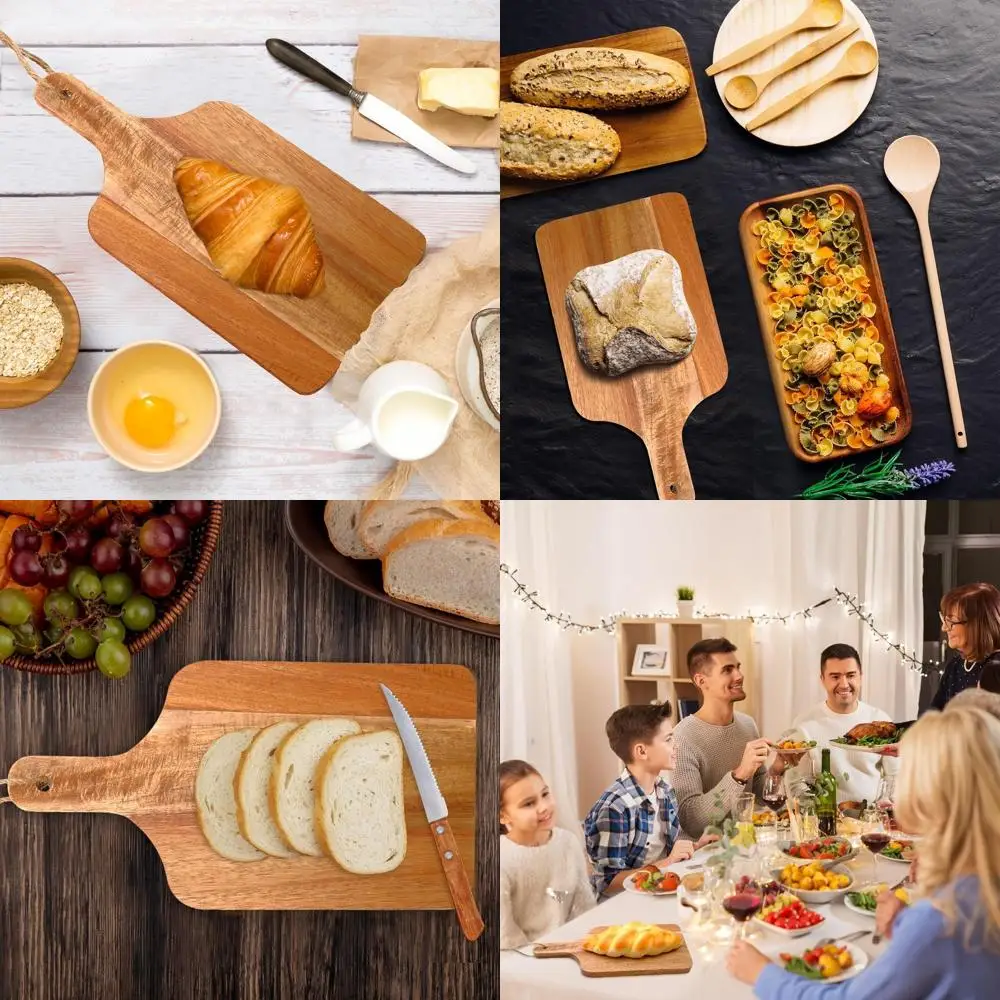

Acacia Wood Cutting Boards Set of 18, 12x6 Inches, with Handle, Ideal for Kitchen Use - Charcuterie, Pizza, Bread, Cheese, Fruit