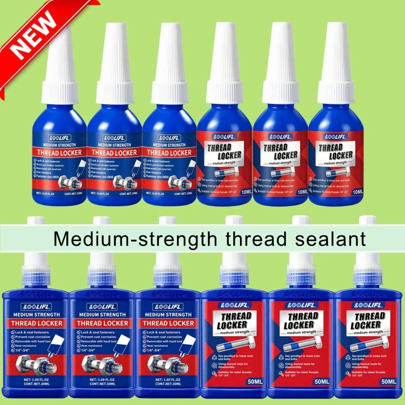 243 Blue Threadlocker, Medium-Strength Blue Anaerobic Adhesive for Fastening Screws and Nuts, Prevents Loosening, Rust Resistance, Oil Resistance, and Can Remove Looseness/Rust.