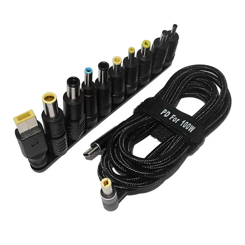 

100W commonly used laptop PD lure fast charging conversion cable TYPE-C to round mouth DC power adapter