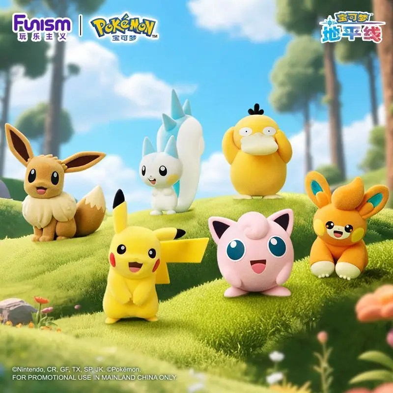 Funism Pokemon-Serie Beflockter Pikachu Sammlerstück Anime-Figur Desktop-Dekoration Geburtstagsgeschenk