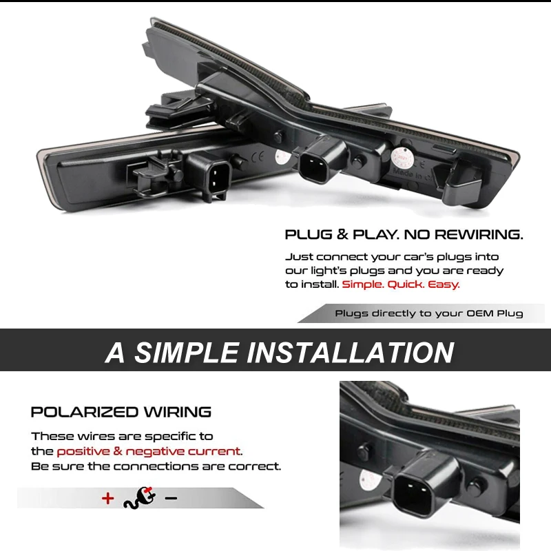 CarFront ، الأحمر الخلفي LED مجموعة مصابيح العلامات الجانبية ل 2015-2023 دودج تشالينجر SRT Hellcat Widebody ، بدوره إشارة أضواء وقوف السيارات