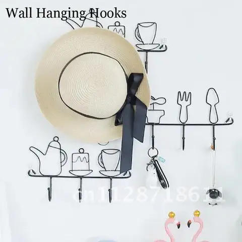 

1pc Simple Teapot Hook Ynaayu Coat Cap Hanger Living Room Bedroom Hooks Wall Rack 2pcs Nail As Gift