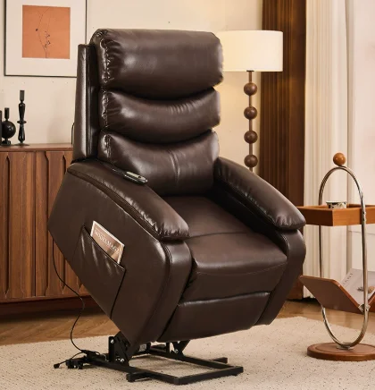 Modern Electric Power Lift Recliner Chair, Tri-Motor Leather Massage Sofa, Single Seat, Extendable, Eco-Friendly Elderly
