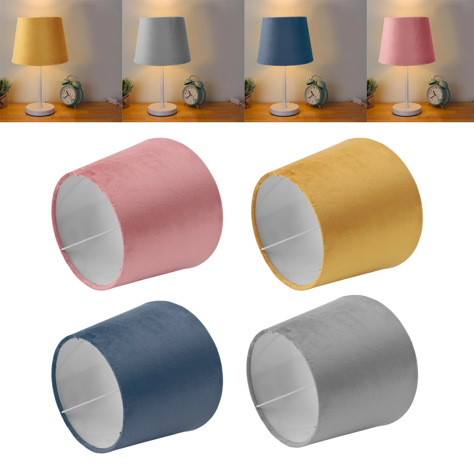 Fabric Lampshade E27 E14 Velvet Conical Decorative Lamp Replacement Shade for Table Bedside Floor Lamp for Bedrooms Studies