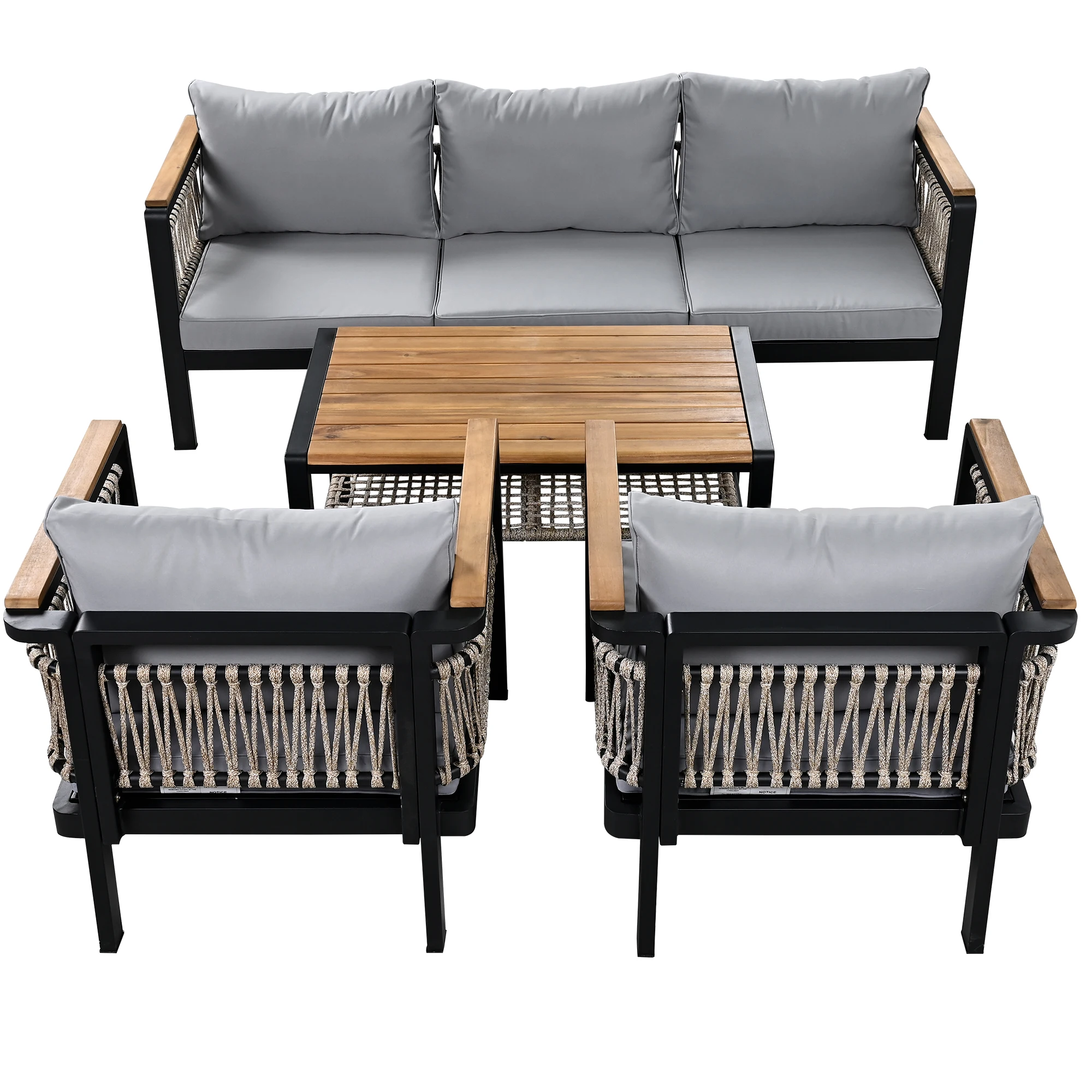

4-Piece Outdoor Sectional Sofa Set 5-Person Patio Seating With Coffee Table & Cushions for Garden Conversations