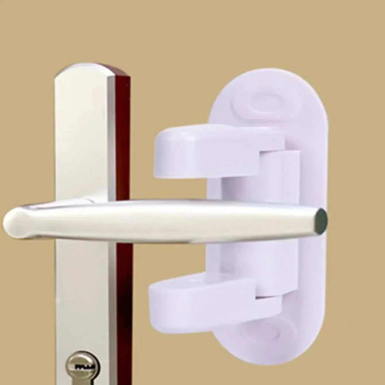 1pc- Child Safety Locks Door Handle Fixed Lock Baby Bnti-opening Door Lock Dynamic Function Safety Lock Punch-free