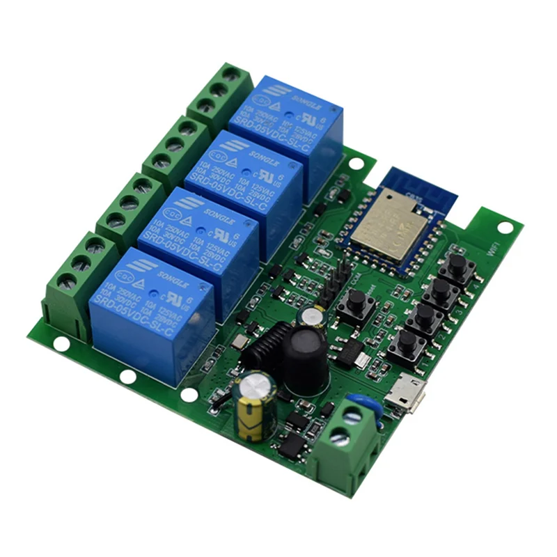

B30C-2X Tuya Smart Wi-Fi Модуль переключателя двигателя RF 433 Радио Пульт дистанционного управления 4CH Реле Inching для Alexa Google, 4CH AC85-250V