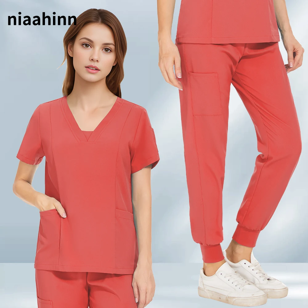 Multicolor Nursing Uniform Women Surgical Uniform Short Sleeve Tops+Pants Pet Clinic Doctor Scrub Suits Medical Surgery Workwear