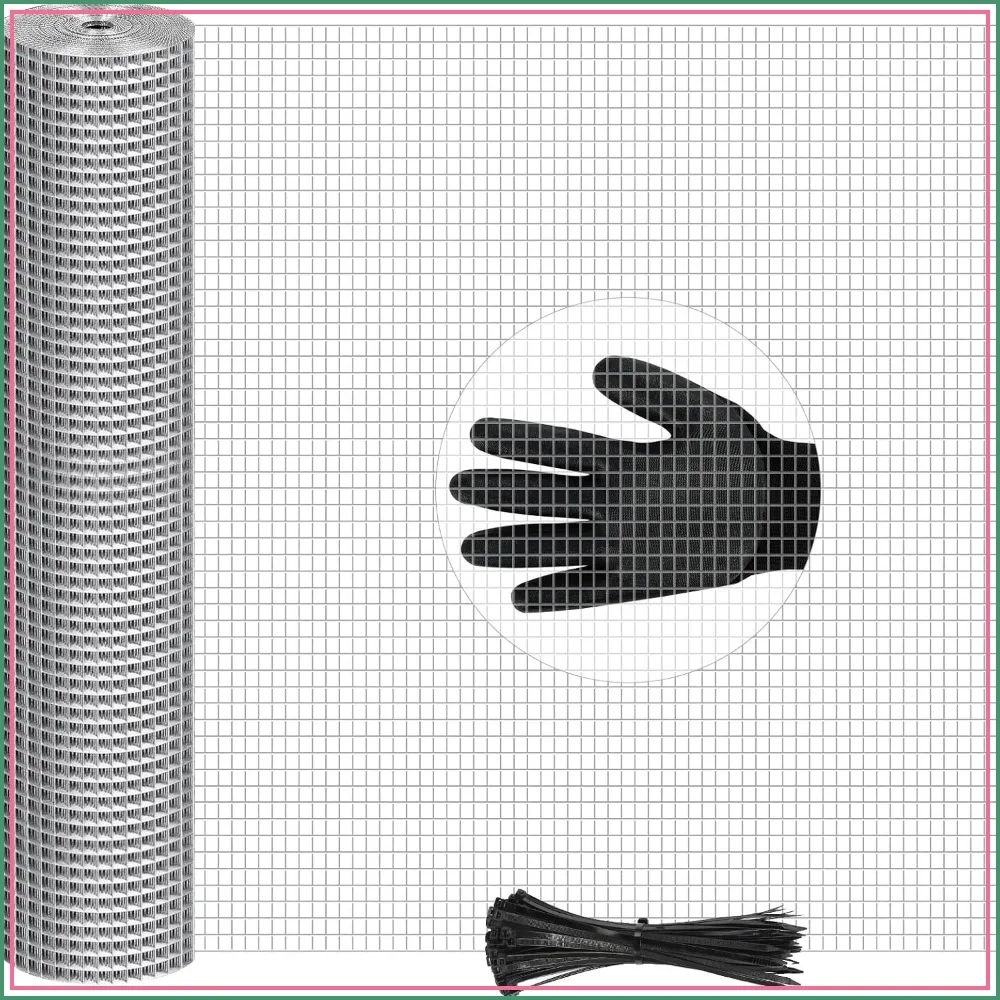 

48in x 100ft 1/2 inch Hardware Cloth, Hot-Dip Galvanized Welded Wire Mesh for Garden, Chicken Coop, Rabbit Cage, Rodent Poultry Enclosures & Predator Protection